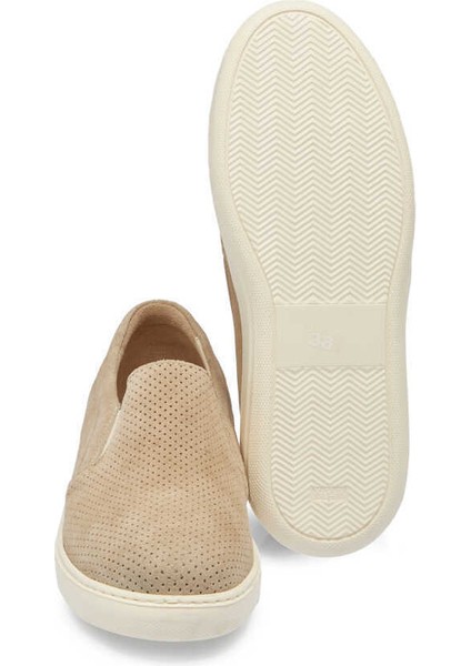 Bej Hakiki Süet Deri Kadın Loafer - K24I1AY67368-B79