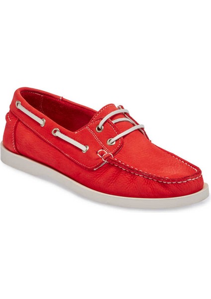Kırmızı Hakiki Nubuk Deri Kadın Loafer - K24I1AY67386-F35