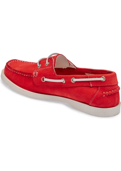 Kırmızı Hakiki Nubuk Deri Kadın Loafer - K24I1AY67386-F35