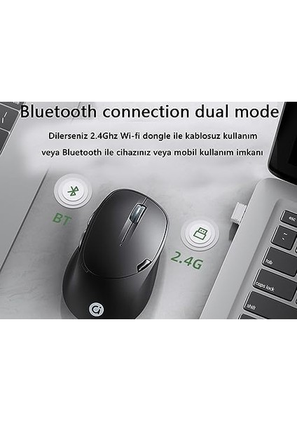 kablosuz dual band hibrit bluetooth & kablosuz mouse şarjlı siyah fiyatları
