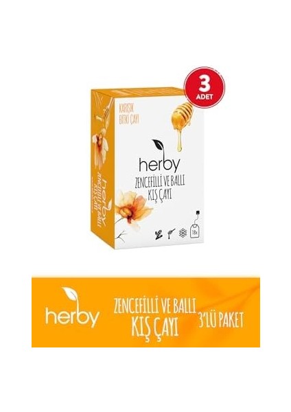 Herby Zencefilli Ballı Kış Çayı, 3'lü Paket fiyatları