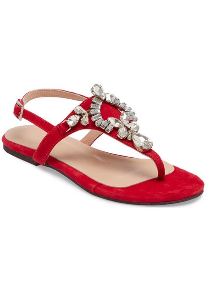 Kırmızı Hakiki Süet Deri Kadın Sandalet - K24Y1SN67407-B78 indirimleri