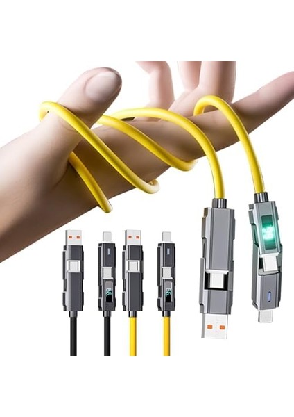 Heartz 4 In 1 LED Ekranlı 65W-27W Pd USB Ios Type C Super Turbo Fast Aaa+ Kalite Şarj ve Data Kablosu modelleri