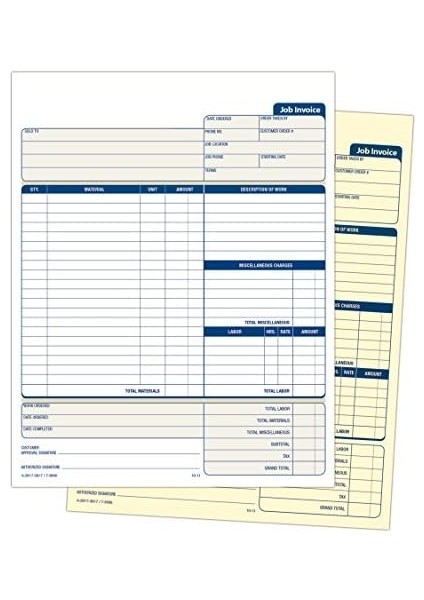 Iş Faturası Formları, 2 Bölümlü Karbonsuz, Servis ve Onarım Faturalandırması Için, Paket Başına 100 Set (NC2817), Beyaz, 20-1/2 x 25 cm fiyatları
