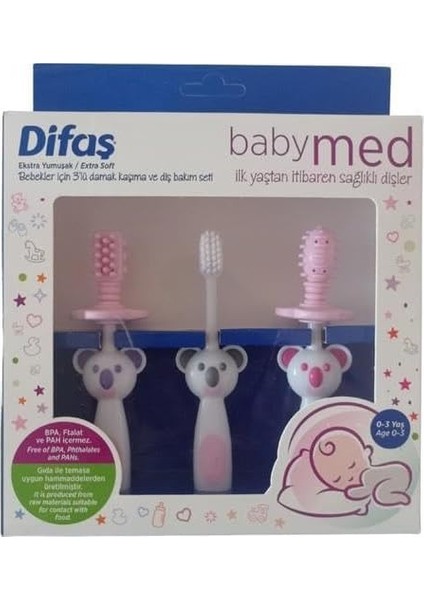 Difaş Baby Med Bebek Ağız Bakım Seti (Pembe)