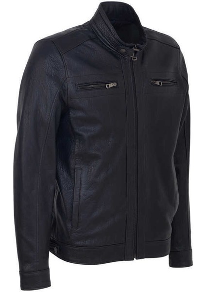 Lacivert Hakiki Deri Erkek Hakiki Deri Mont - E23KDM310542-Q4P indirimleri