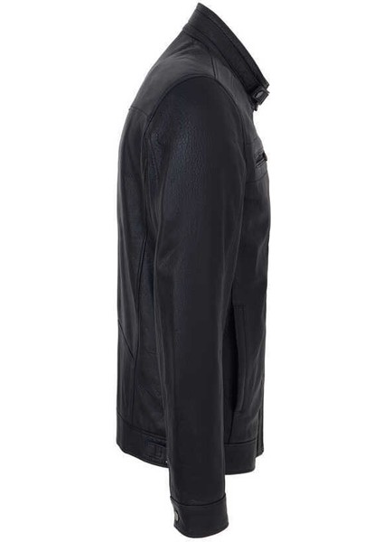 Lacivert Hakiki Deri Erkek Hakiki Deri Mont - E23KDM310542-Q4P