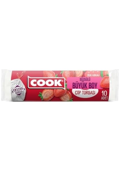 Cook Büzgülü Kokulu Büyük Boy Çöp Torbası (Çilek)