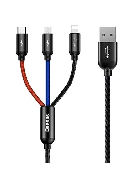 3 In 1, Lightning Için Şarj & Data Aktarım, Micro USB & Usb-C Için Şarj Kablosu, 0.3 Metre, Siyah fiyatları