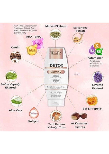 Elysian Essence Detox Peeling Jel 125 ml | Ölü Hücre Arındırıcı Temizleme Jeli | Yüz ve Vücut Temizleyici | Aha Bha, Vitamin C, Niacinamide modelleri