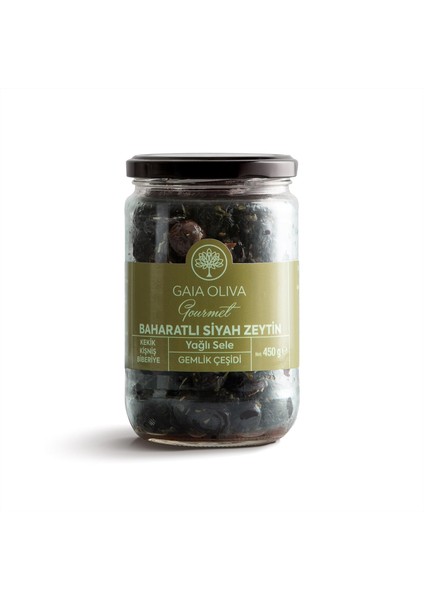 Baharatlı Doğal Siyah Zeytin, Yağlı Sele Gemlik Çeşidi, Net: 450 gr fiyatları