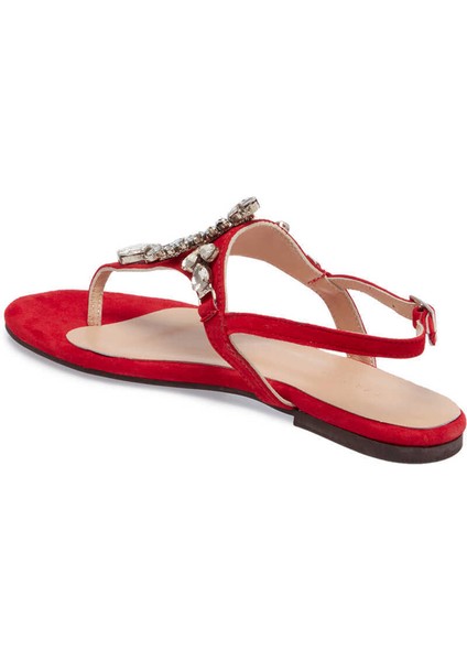 Kırmızı Hakiki Süet Deri Kadın Sandalet - K24Y1SN67407-B78