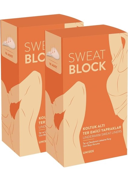 Sweat Block Koltuk Altı Ter Pedi Ter Emici Yapraklar 2'li Set