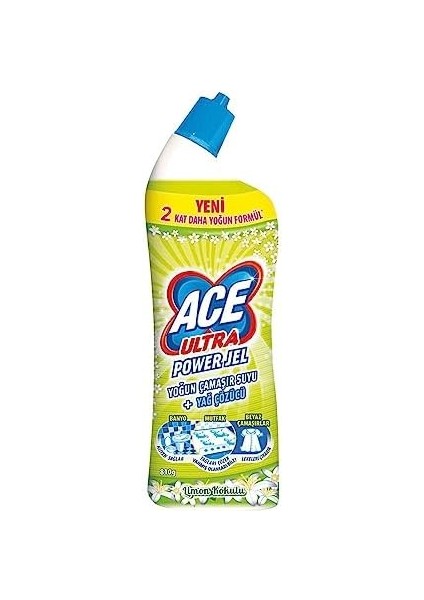 Ace Ultra Power Jel Limon Kokulu Yoğun Çamaşır Suyu Yağ Çözücü (810 G / 750 Ml)