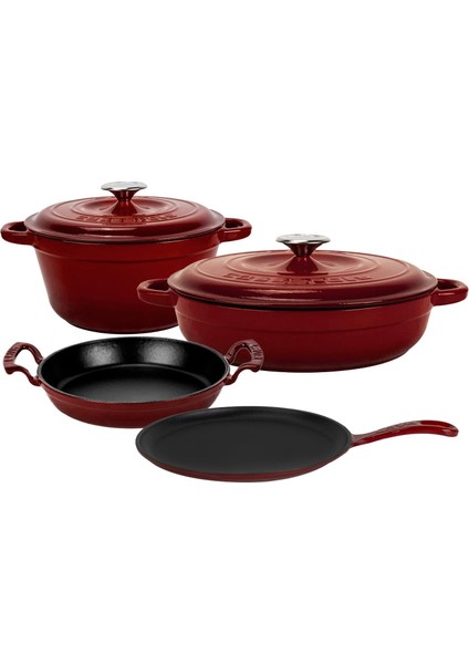 Döküm Bordo 6 Parça Tencere & Tava & Sahan Seti – Profesyonel Lezzet Evinde!