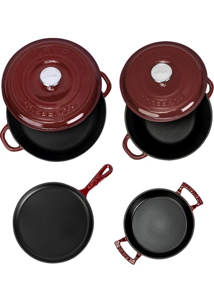 Döküm Bordo 6 Parça Tencere & Tava & Sahan Seti – Profesyonel Lezzet Evinde! modelleri