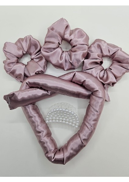 Sipariş Vakti Ipek Saten Isısız Saç Şekillendirici ve Saç Tokası (Tek Ebat, Gül Kurusu) fiyatları