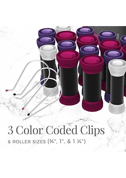 Remington Iyonik Saç Bakım Seti, 20 Kadife Saç Rulosu, 6 Büyük (1¼"), 10 Orta (2,5 Cm), 4 Küçük (¾")