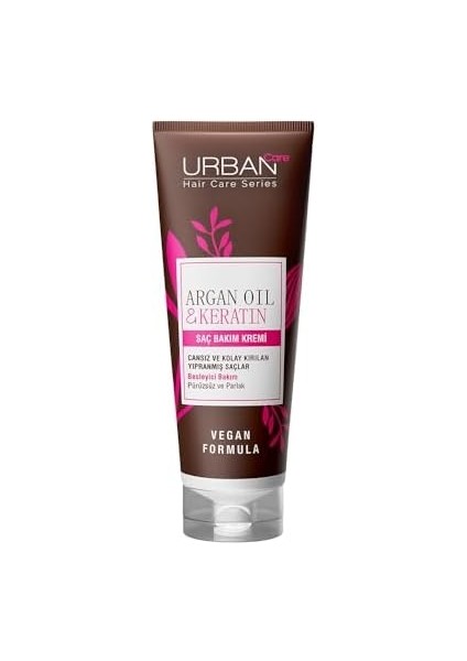 Urban Care Argan Yağı & Keratin Kolay Kırılan Yıpranmış Saçlara Özel Saç Bakım Kremi 250ML- Vegan