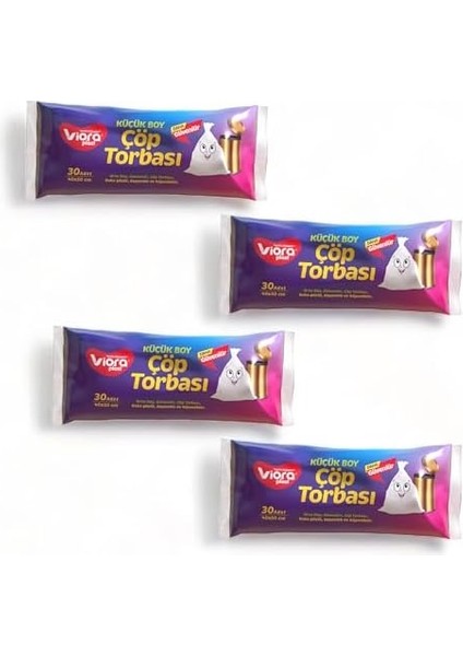 Viora Standart Mini Boy Çöp Poşeti 40CM*50CM 4 Paket 120 Adet, Daha Güçlü, Dayanıklı ve Hijyenik Kokusuz Standart Mini Boy Çöp Torbası, 4 Paket 120 Adet fiyatları