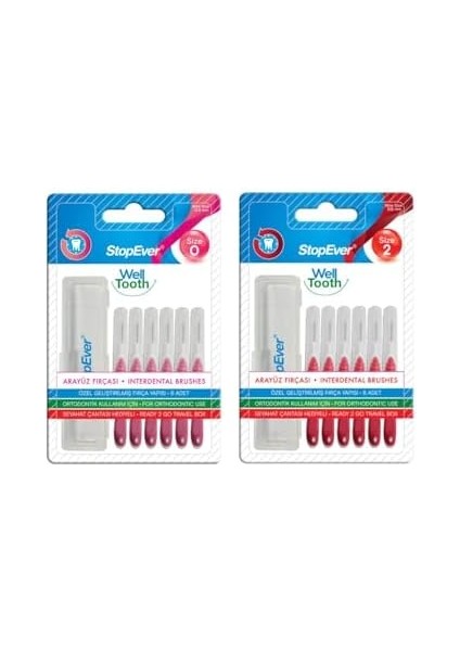 Stopever Arayüz Fırçası Pembe Size O 0.40 mm ve Arayüz Fırçası Kırmız Size 2 0.50 mm fiyatları