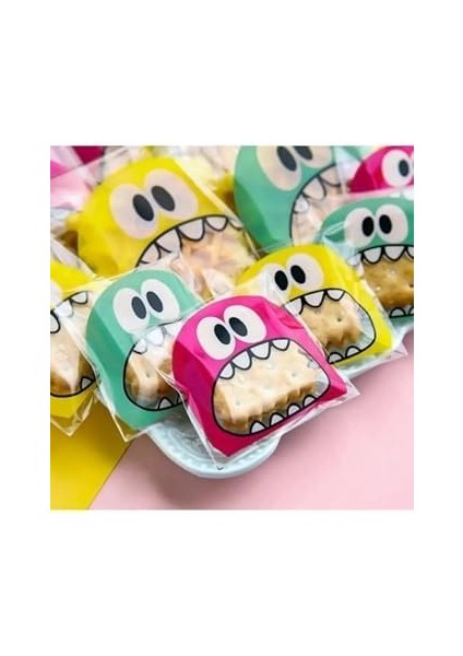 Stonehill 10X14 cm Canavar Figürlü Bantlı Yapışkanlı Şeffaf Opp Jelatin Poşet (100 Adet, 10X14 Cm)