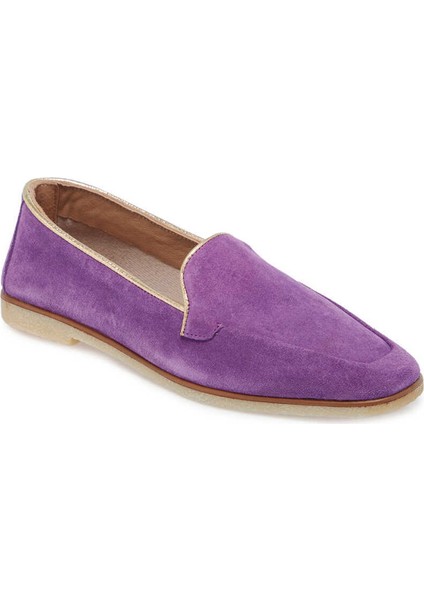 Mor Hakiki Süet Deri Kadın Babet - K24I1AY67347-F48