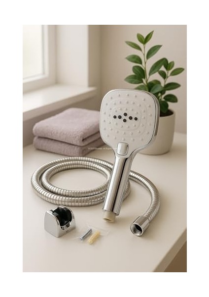 Spiralli Duş Başlığı Seti, 3 Fonksiyonlu Tuşlu Geniş Gövde Krom Duş Başlığı, 150 cm Duş Hortumu, Mafsallı Başlık, Vida ve Dübel Dahil, Su Tasarruflu, Duvara Monte Takımı modelleri
