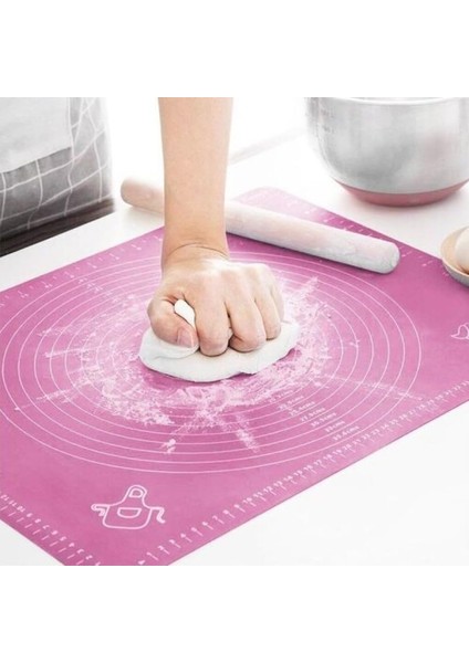 Silikon Ölçekli Kullanımı Hamur Açma Matı Ekmek Mantı Makarna Hamuru Yoğurma Matı (40 * 50 Cm)