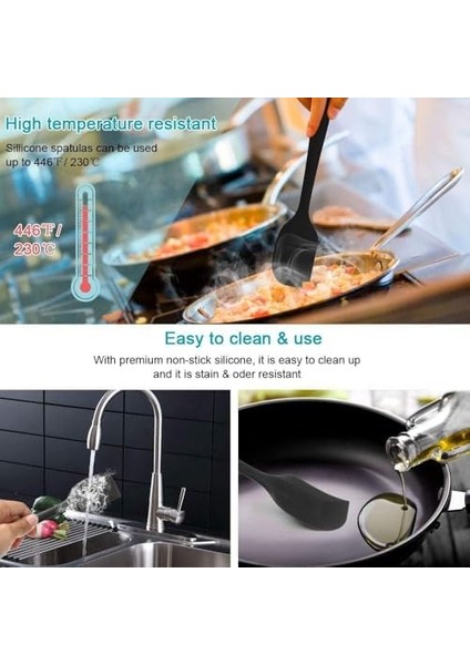 Silikon Mutfak Yardımcısı, 6 Adet Silikon Spatula, Çorba Kaşığı, Fırın Fırçası, Spatula, Dayanıklı ve Yapışmaz, Paslanmaz Çelik ve Dikişsiz Tek Parça Tasarım Siyah-Gri-Kırmızı (Gri) fiyatları
