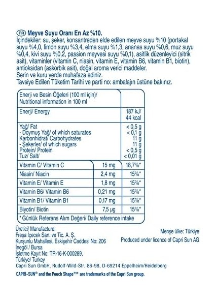 Caprisun Multi Vitamin Karışık Meyveli (200 ml x 20 Adet)