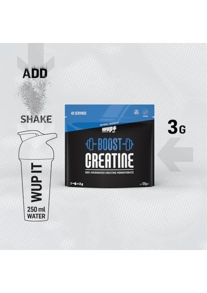 Wup Boost Creatine 40 SERVIS,%100 Mikronize Kreatin Monohidrat, Aromasız modelleri