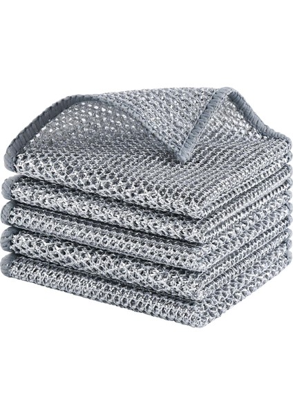 5 Adet Tel Temizlik Bezi – 20X20 cm Paslanmaz Metal Tel Temizlik Süngeri – Islak ve Kuru Kullanıma Uygun, Çizmeden Temizleyen Çok Amaçlı Tel Bez – Tencere, Tepsi, Fırın, Lavabo Temizliği Için