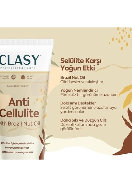 Clasycare Selülite Karşı Mükemmel Koruma - Brezilya Fındığı Yağlı Anti Selülit Kremi | Bacak, Basen ve Kalça Sıkılaştırıcı Krem | Dermatolojik Olarak Test Edilmiştir, 100 ml fiyatları
