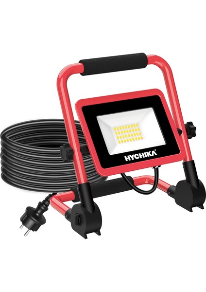 LED Şantiye Projektörü, 30 W Spot, Taşınabilir Çalışma Lambası, 3000 Lm, 6500 K, Soğuk Beyaz, IP65 Su Geçirmez, Garaj, Şantiye, Acil Aydınlatması Için, 100 W x 2 Yerine Geçer [enerji