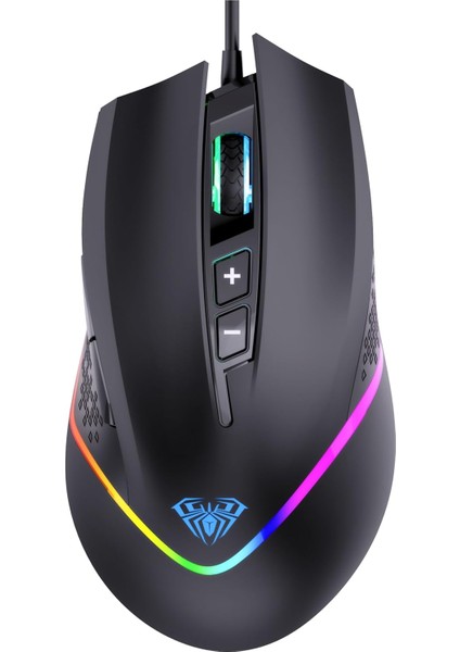 Aula F805 6400DPI Rgb 7 Tuşlu Makro Optik Oyuncu Mouse, Siyah
