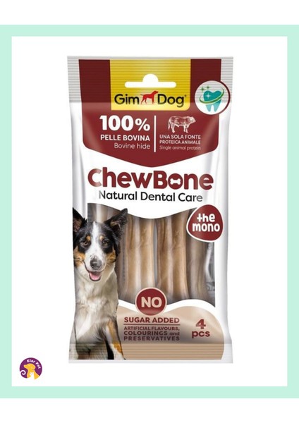 Chew Bone Naturel Press Çiğneme Kemiği Köpek Ödülü (4 Lü Paket) 80 gr - 9cm