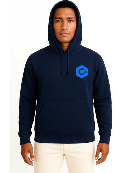 Kapüşonlu Csharp Logo Cep Tasarımlı Unisex Sweatshirt