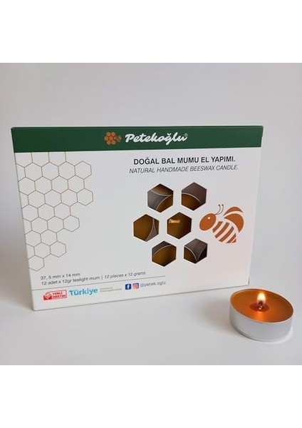 (12 Adet) Tealight Petek Mum Boy Beeswax Candle fiyatları