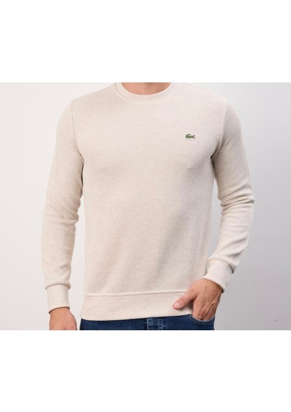 Bisiklet Yaka Bej Dar Kesim Erkek Triko