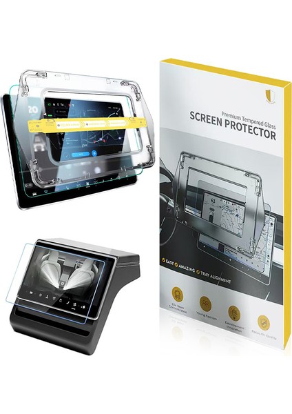 Tesla Model Y Juniper 2025 2in1 Ekran Koruyucu Uygulama Aparatlı Ön ve Arka Temperli Cam Koruyucu Parlak fırsatları