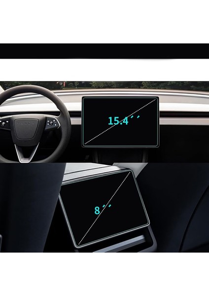 Tesla Model Y Juniper 2025 2in1 Ekran Koruyucu Uygulama Aparatlı Ön ve Arka Temperli Cam Koruyucu Parlak