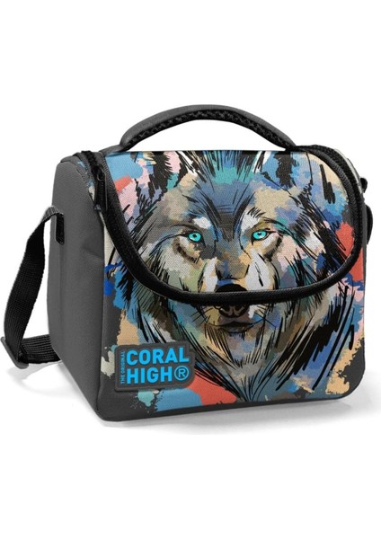 Thermo Erkek Çocuk Okul Beslenme Çantası - Gri Siyah Kurt