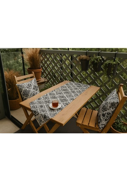 Duck Kumaş 2'li Çift Taraflı Kırlent Kılıfı (43X43 Cm) + Runner (42X100 Cm) Seti– Dekoratif Kombin modelleri