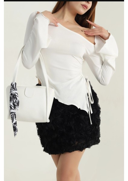 Fular Detaylı Kadın Günlük El ve Omuz Çantası