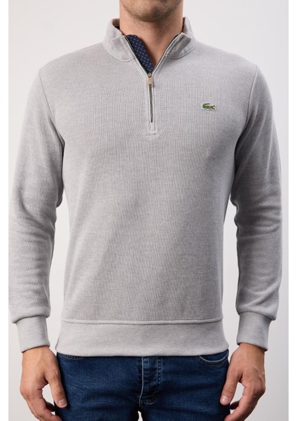 Fermuar Yaka Gri Dar Kesim Erkek Triko modelleri