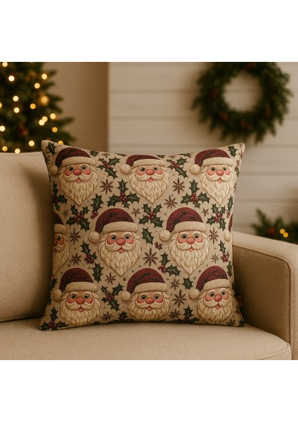 Jolly Santa 3D Nakışlı Noel Baba Desenli Dijital Baskılı Kırlent Kılıfı 44X44 cm fiyatları