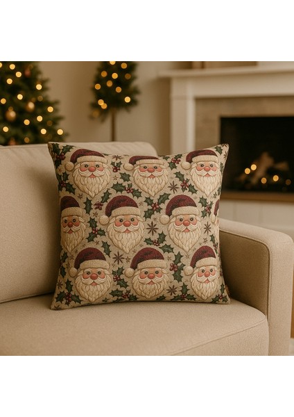 Jolly Santa 3D Nakışlı Noel Baba Desenli Dijital Baskılı Kırlent Kılıfı 44X44 cm modelleri