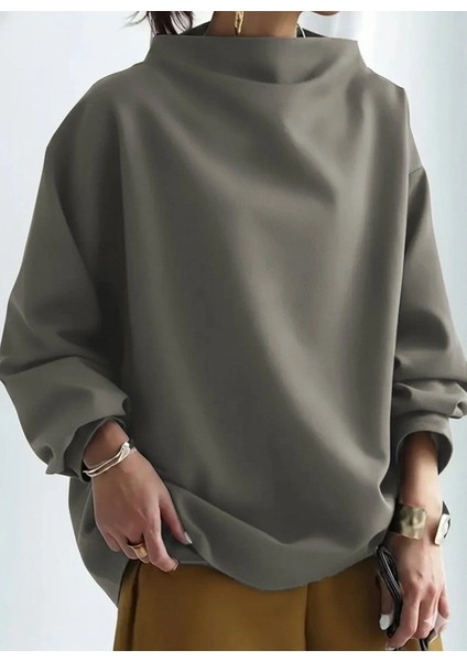 Kadın Uzun Kollu Geniş Balıkçı Yaka Modal Bluz fiyatları