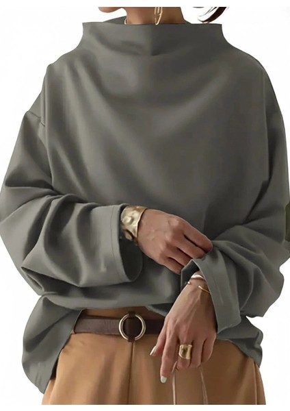 Kadın Uzun Kollu Geniş Balıkçı Yaka Modal Bluz modelleri